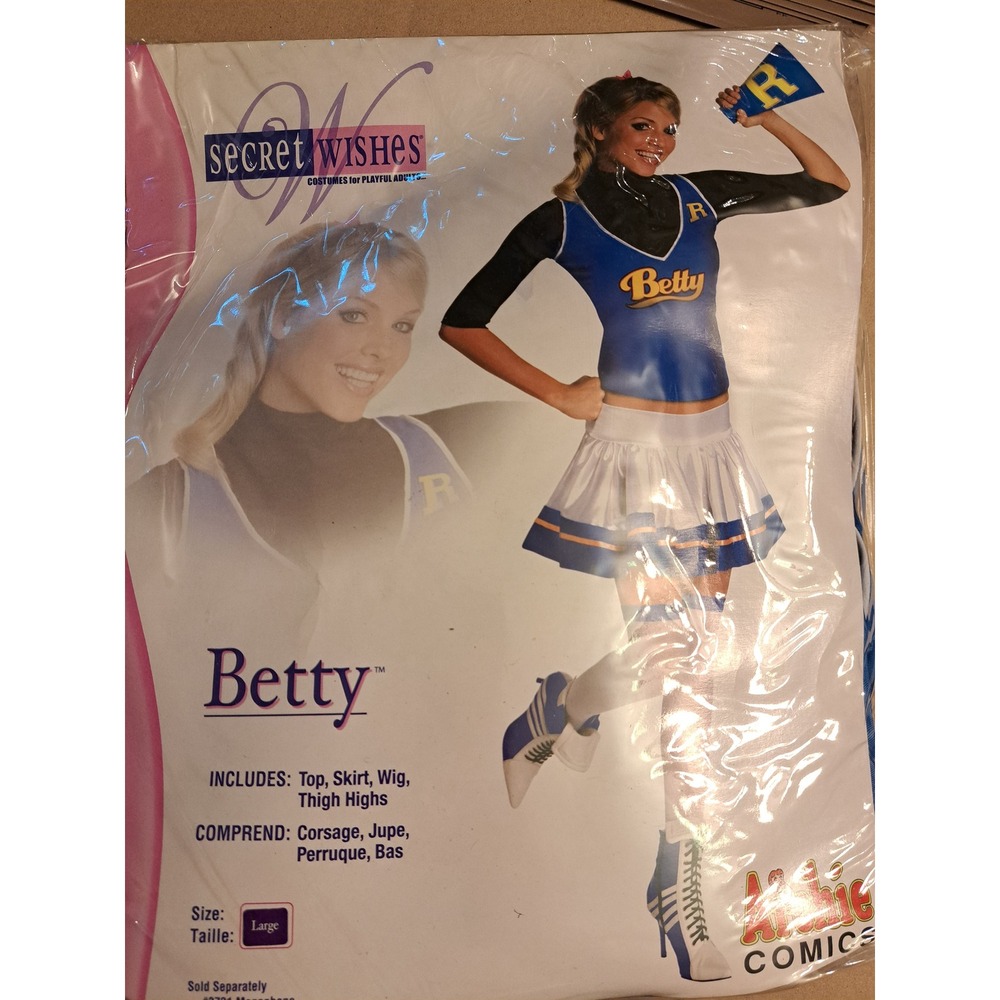 Secret Wishes Archie Comics Betty Cooper Cheerleader Costume Large 880202 New